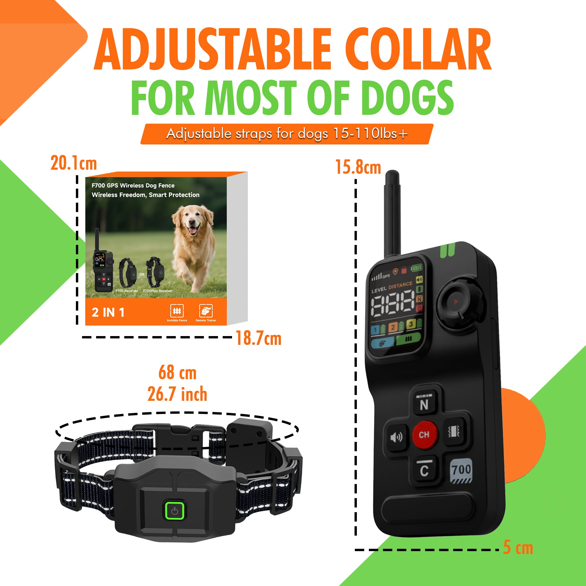 WOLFARO 3-IN-1 GPS TRAINING FENCE FOR 2 DOGS