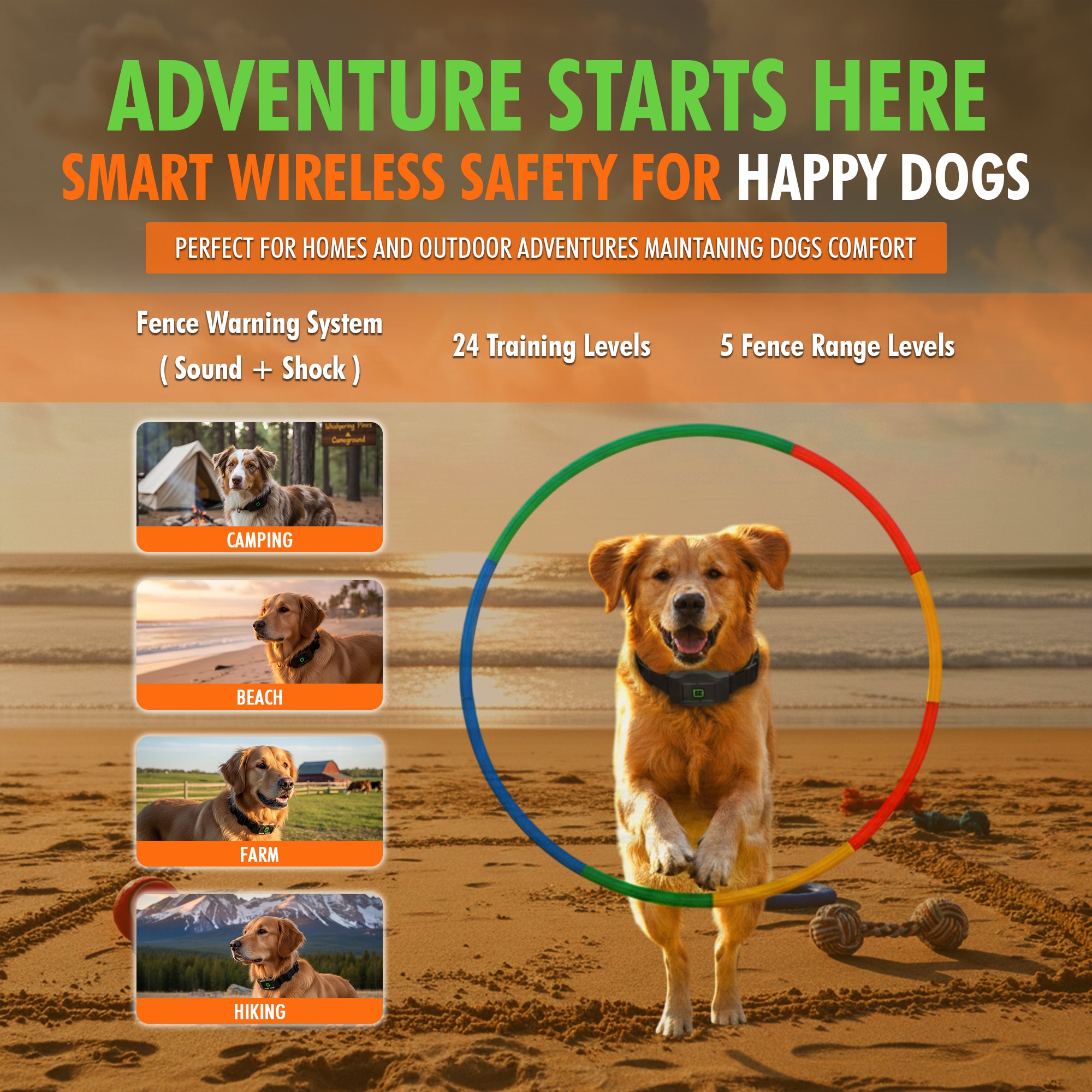 WOLFARO 3-IN-1 GPS TRAINING FENCE FOR 2 DOGS